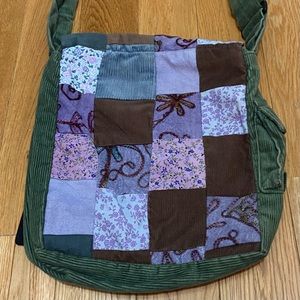 green,  purple patches, corduroy, adaptable strap